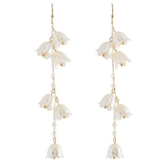 Linear Flower Long Earrings - Picture 1 of 1